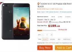 [4周年セール 当サイト向け限定10台]Xiaomi Mi A1 4GB/64GB Blackが$203.99→$179.99に