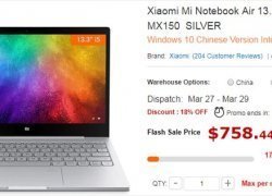 [4周年セール]Xiaomi Mi Notebook Air 13.3 Geforce MX150版が$889.98→$758.44に