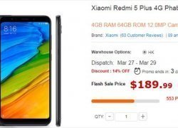 [４周年セール 当サイト向け限定10台]Xiaomi Redmi 5 Plus 4GB/64GBが$179.99、Joybuyより安い！