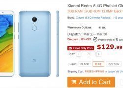 [特別なリンク復活] Xiaomi Redmi 5 3GB/32GB Blueが特別なリンクで$150.99→$129.99に