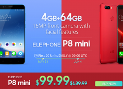 elephone P8 miniが毎日20台限定で$99.99のフラッシュセール